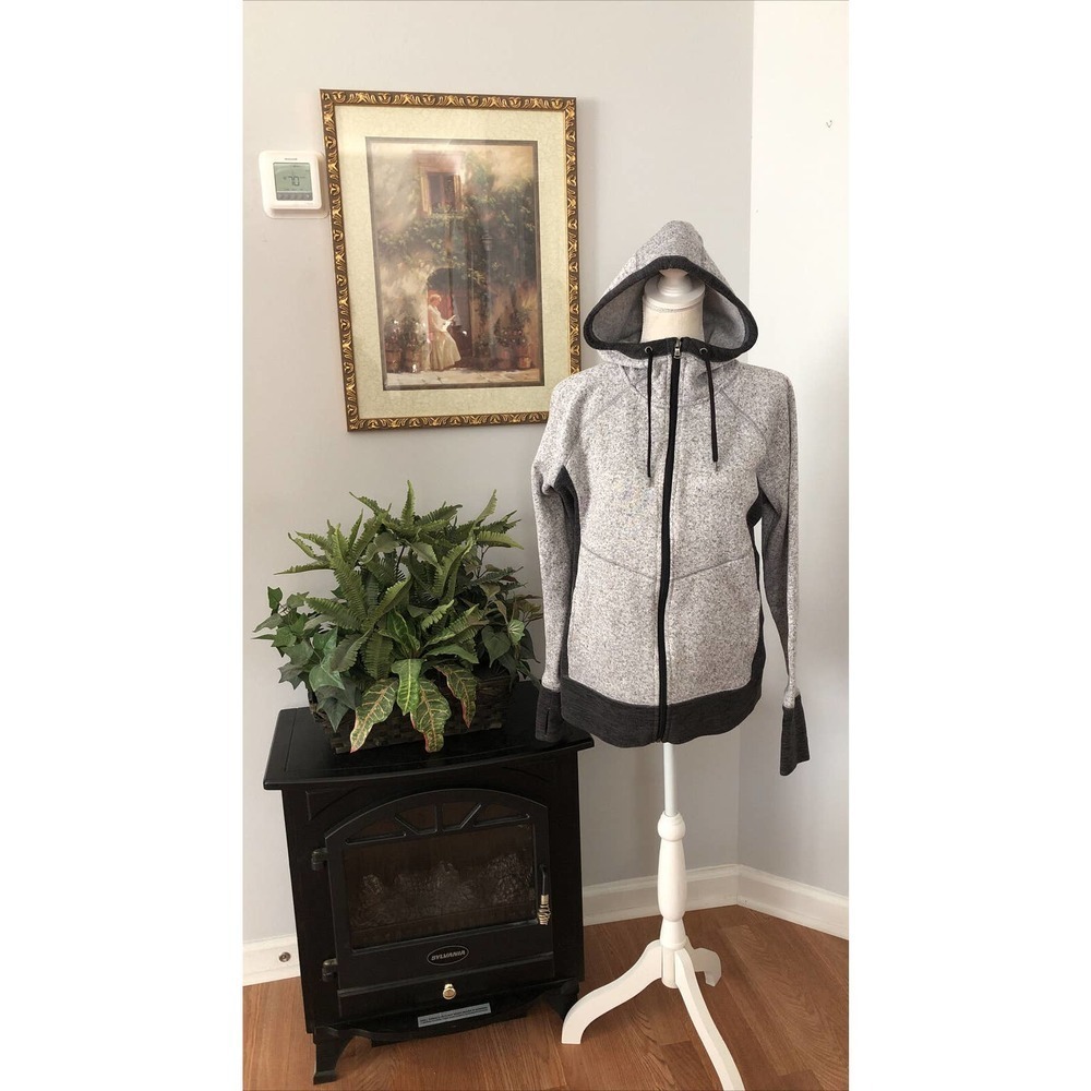 Tek Gear Women's Ultrasoft Fleece Hoodie Size Medium Gray Long‎ Sleeve Cardigan